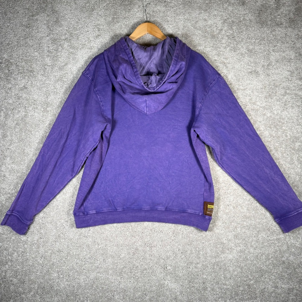 Zero Fatigue Men's M Purple Acid Wash Distressed Hooded Sweatshirt READ - Picture 8 of 14